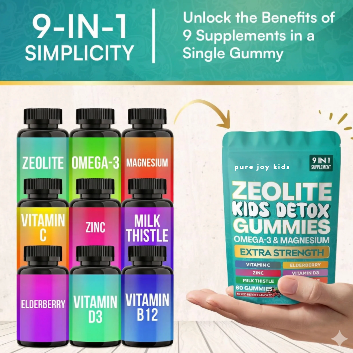 Pure Joy Kids Detox Gummies - Plant Based Gelatin