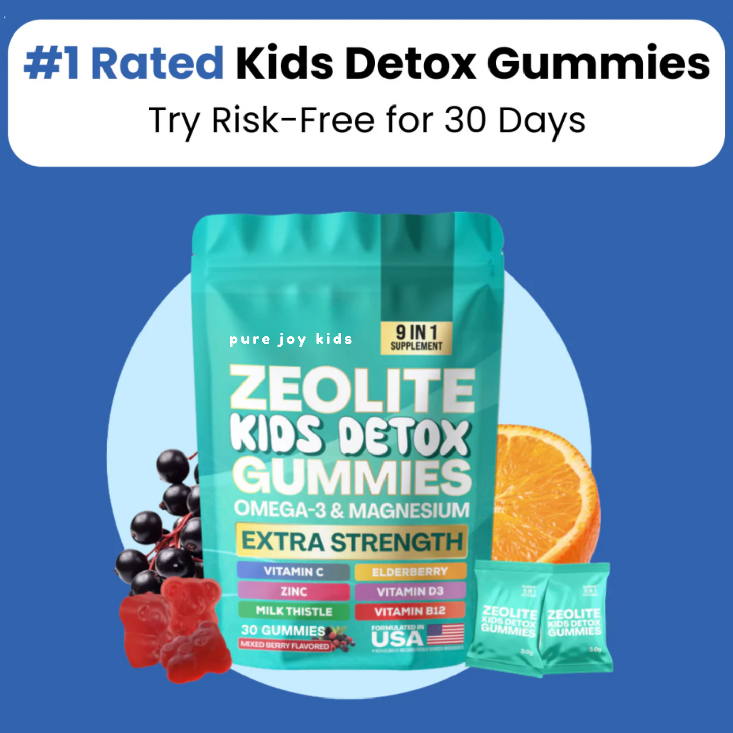 Pure Joy Kids Detox Gummies - Plant Based Gelatin