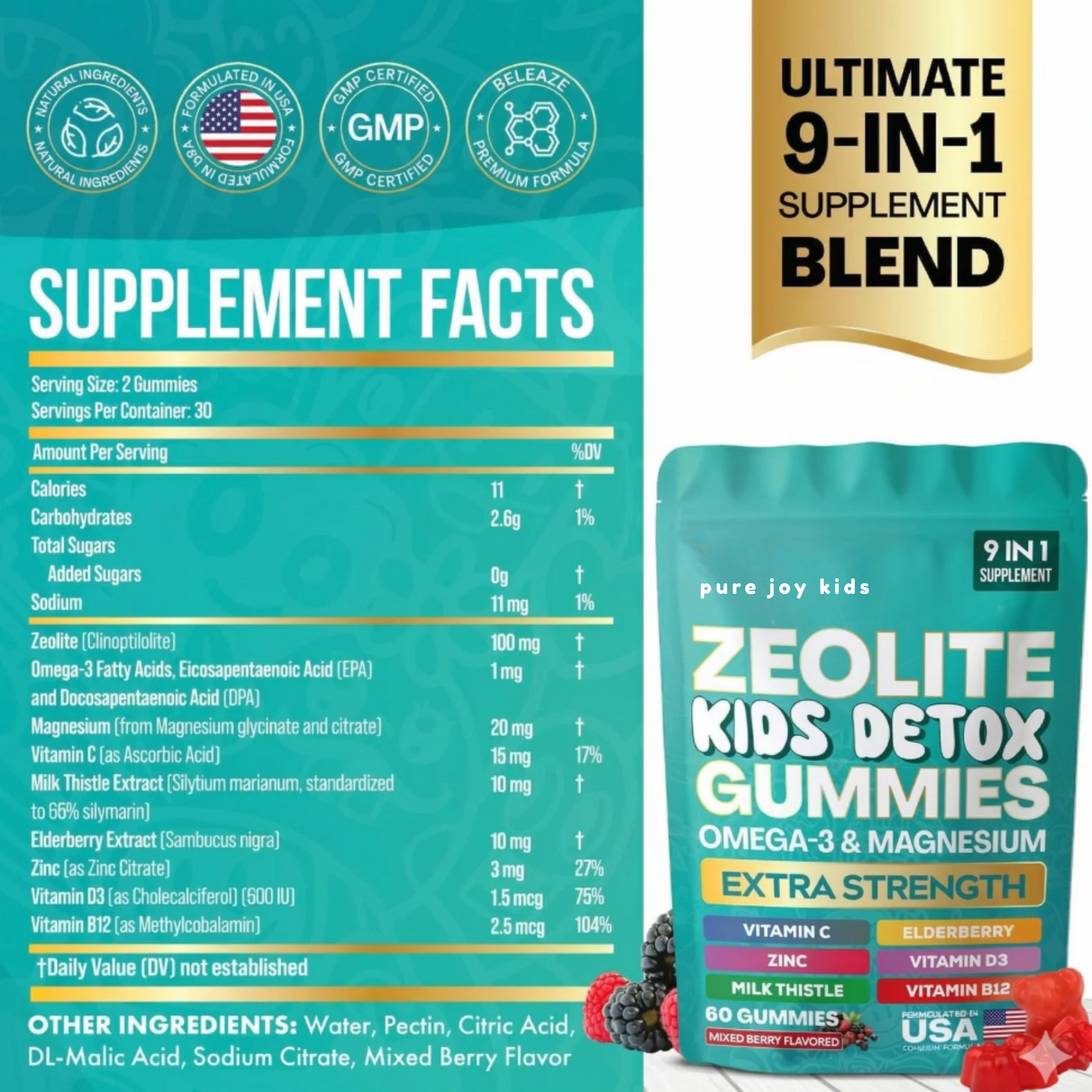 Pure Joy Kids Detox Gummies - Plant Based Gelatin